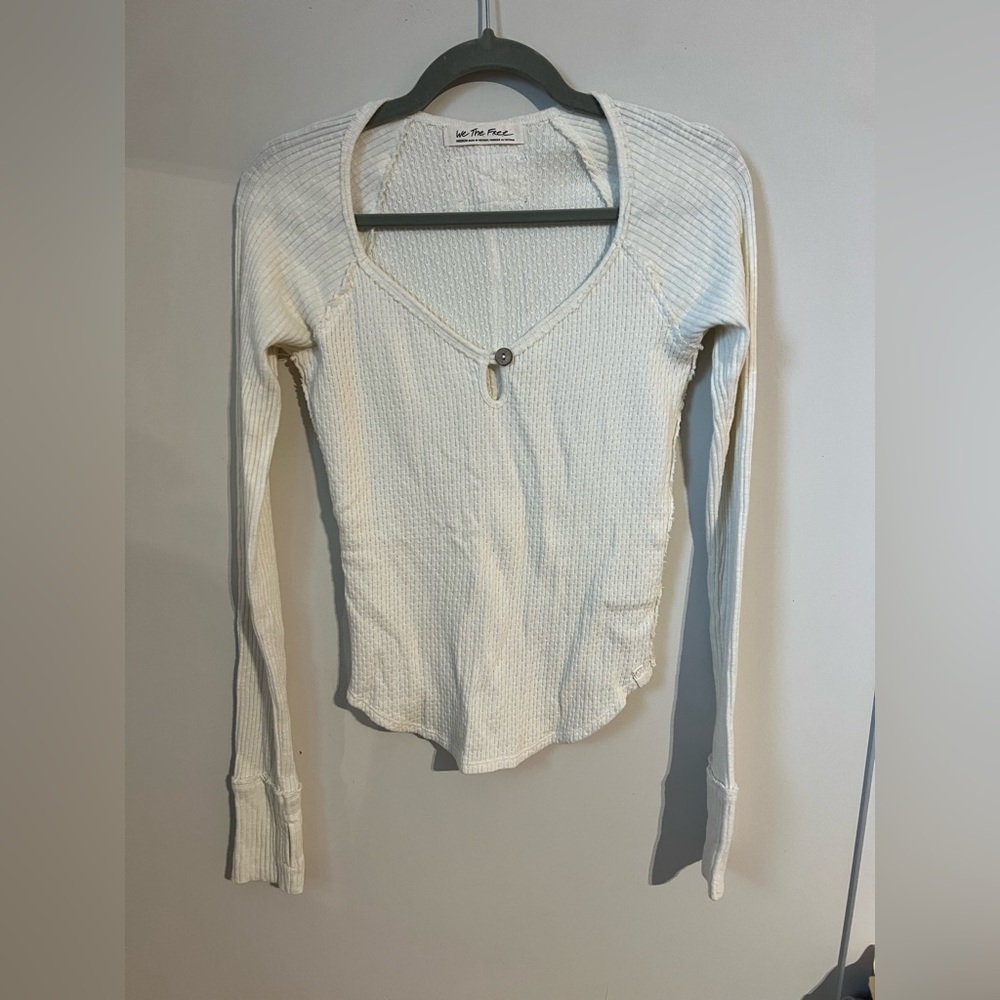 We The Free Cream Ribbed Long Sleeve Thermal Top